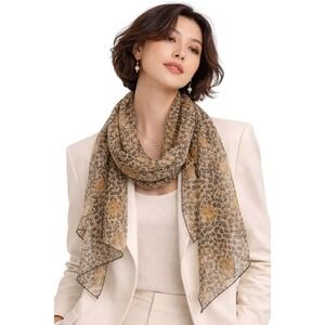 Sheer Animal Print Scarf Lightweight Fashion Accessory Women OS‎ Quiety Luxury